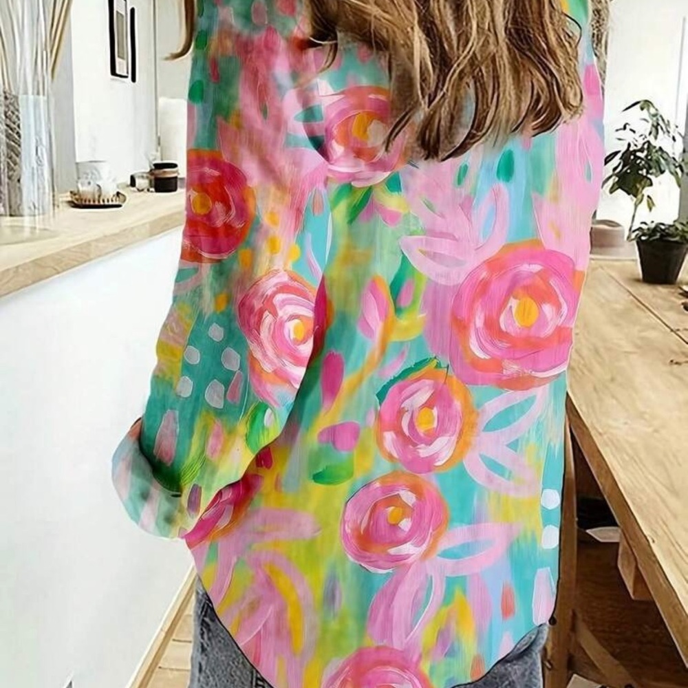 BNWT- Vibrant Floral Button-Down Shirt - Picture 2 of 4